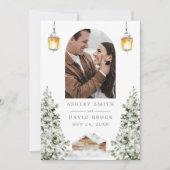 Winter Rustische Cabine Sneeuw Foto Save The Date  Kaart (Voorkant)