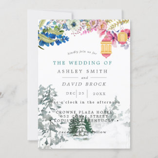 Winter Rustische Dennenbomen Botanische Lantaarn T Kaart