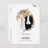 Winter Rustoord Groen Huwelijksfoto Bedankt Briefkaart (Voorkant / Achterkant)