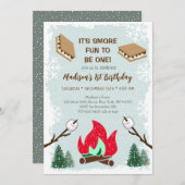 Winter s mores Campfire First Birthday Invitation Kaart (Voorkant / Achterkant)