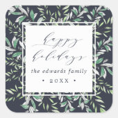 Winter Sage | Aangepaste feestdag Vierkante Sticker (Voorkant)