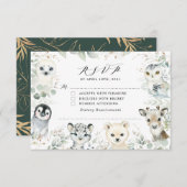 Winter Sage Arcmals Baby shower RSVP Card Informatiekaartje (Voorkant / Achterkant)