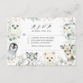 Winter Sage Arcmals Baby shower RSVP Card Informatiekaartje (Voorkant)