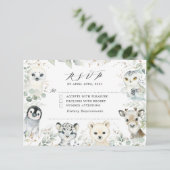 Winter Sage Arcmals Baby shower RSVP Card Informatiekaartje (Staand voorkant)