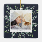 Winter Sage | Botanische foto van de feestdag Keramisch Ornament (Achterkant)