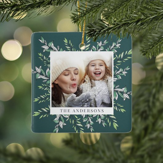 Winter Sage | Botanische foto van de feestdag Keramisch Ornament