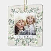 Winter Sage | Botanische foto van de feestdag Keramisch Ornament (Links)