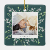 Winter Sage | Botanische foto van de feestdag Keramisch Ornament (Achterkant)