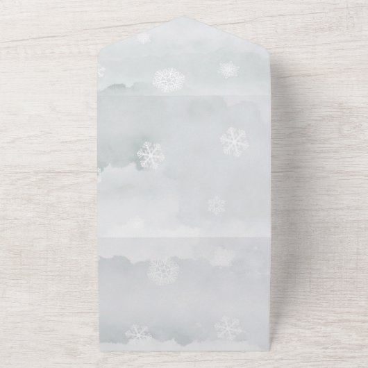 Winter Sage Brown Rustic Foliage Wedding All In One Uitnodiging (Buitenkant)