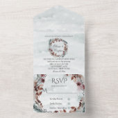 Winter Sage Brown Rustic Foliage Wedding All In One Uitnodiging (Binnen)