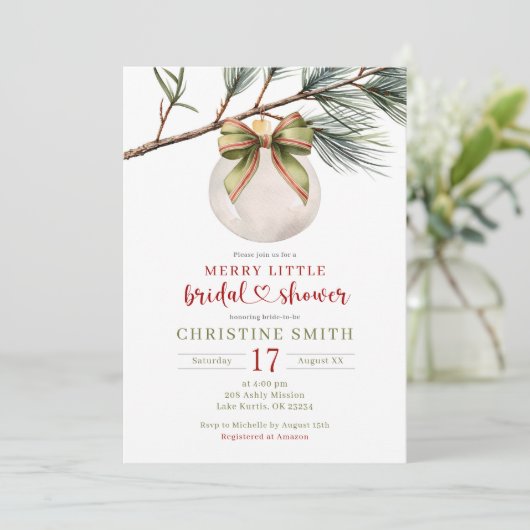 Winter Sage Green Bow Merry Little Vrijgezellenfee Kaart (Staand voorkant)