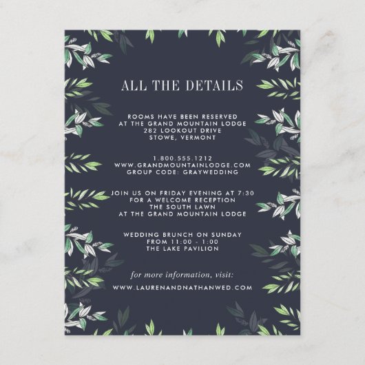 Winter Sage Guest Information Kaart (Voorkant)