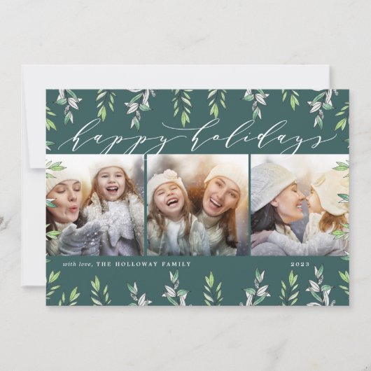 Winter Sage | Holiday Foto Collage Kaart (Voorkant)