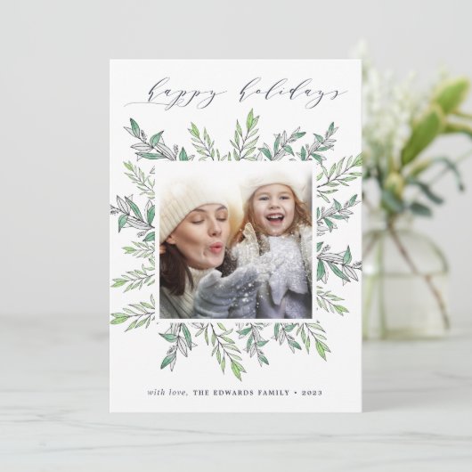 Winter Sage | Vakantieknopkaart Feestdagenkaart (Staand voorkant)