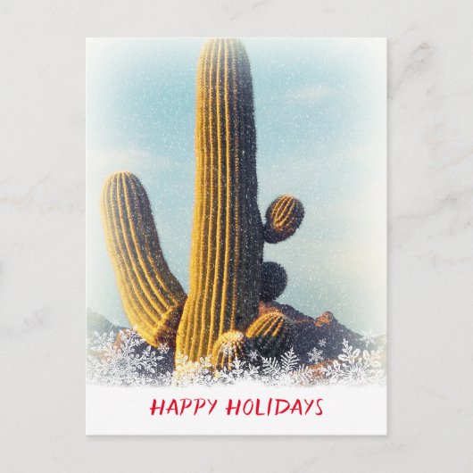 Winter Saguaro Scene Holiday Briefkaart (Voorkant)