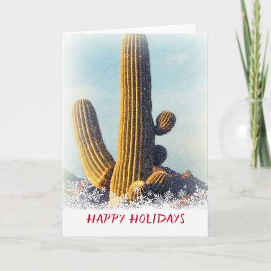 Winter Saguaro Scene Holiday Greeting Kaart (Voorkant)