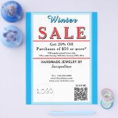 Winter Sale Sieraden Blauw Wit Hart Flyer (Enkel)