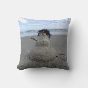 Winter Sandman bij het strand Kussen