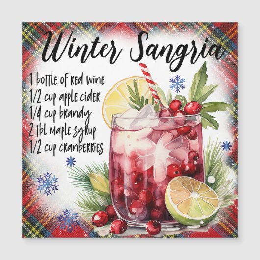 Winter Sangria Magnetische Recept Kaart (Voorkant)