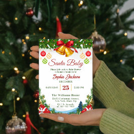 Winter Santa Baby Christmas Holiday Baby shower Kaart