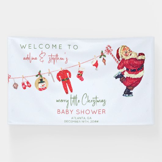 Winter Santa Baby Little Christmas Baby shower Spandoek (Horizontaal)