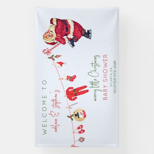 Winter Santa Baby Little Christmas Baby shower Spandoek (Verticaal)