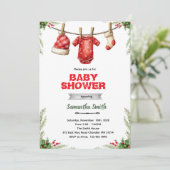 Winter santa baby shower invitation kaart (Staand voorkant)