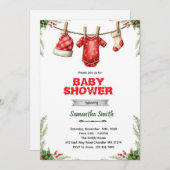 Winter santa baby shower invitation kaart (Voorkant / Achterkant)