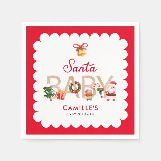 Winter Santa Baby shower Uitnodiging Servet (Voorkant)