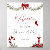 Winter Santa Baby shower Welkomstbord Poster (Voorkant)