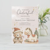 Winter Santa Beer Kersthuizen Verjaardag Kaart (Staand voorkant)