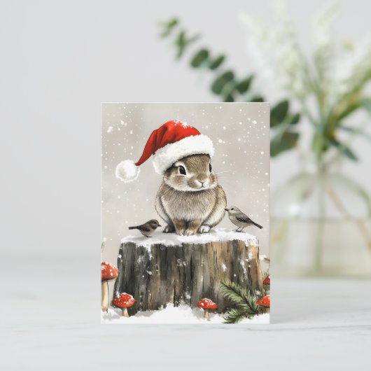 Winter Santa Bunny Wonderland Feestdagenkaart (Staand voorkant)