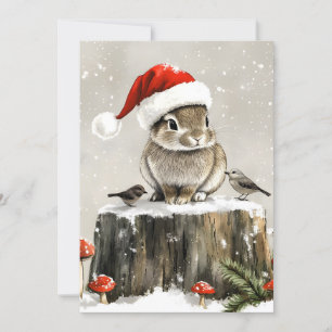 Winter Santa Bunny Wonderland Feestdagenkaart