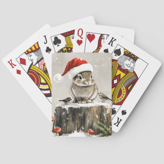 Winter Santa Bunny Wonderland Pokerkaarten (Achterkant)