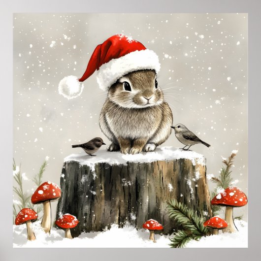 Winter Santa Bunny Wonderland Poster (Voorkant)