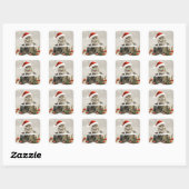 Winter Santa Bunny Wonderland Vierkante Sticker (Vel)