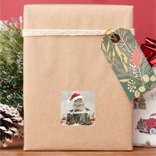 Winter Santa Bunny Wonderland Vierkante Sticker