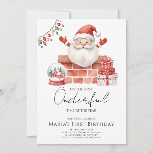 Winter Santa Christmas Houses Verjaardag Kaart (Voorkant)