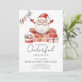 Winter Santa Christmas Houses Verjaardag Kaart (Staand voorkant)