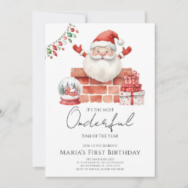 Winter Santa Christmas Houses Verjaardag Kaart