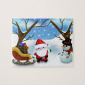 Winter Santa Claus en een Snowman Legpuzzel (Horizontaal)