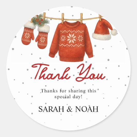 Winter Santa  Ronde Sticker (Voorkant)