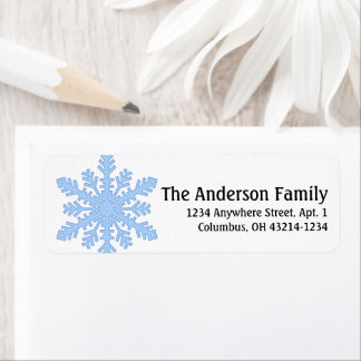 Winter Sason Blue Snowflake Address Etiket