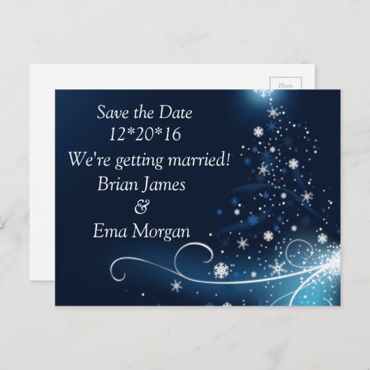 Winter Save the Date Aankondigingskaart (Voorkant / Achterkant)