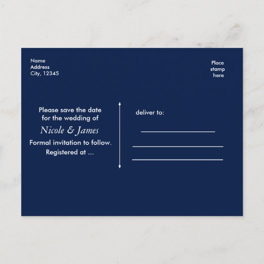 Winter SAVE THE DATE Fotobruiloft Briefkaart (Achterkant)