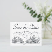 Winter Save the Date Mountain Bruiloft Verloving Briefkaart (Staand voorkant)