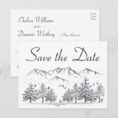 Winter Save the Date Mountain Bruiloft Verloving Briefkaart (Voorkant / Achterkant)