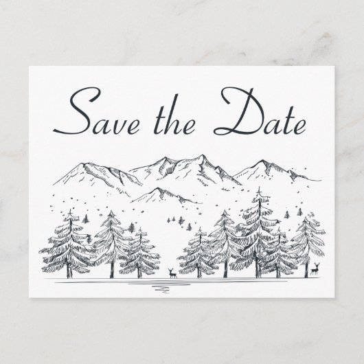Winter Save the Date Mountain Bruiloft Verloving Briefkaart (Voorkant)