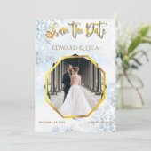 Winter Save the Date Photo Wedding Invitation Feestdagenkaart (Staand voorkant)