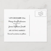 Winter Save The Date Snowflake Decoration Paarse Aankondigingskaart (Achterkant)